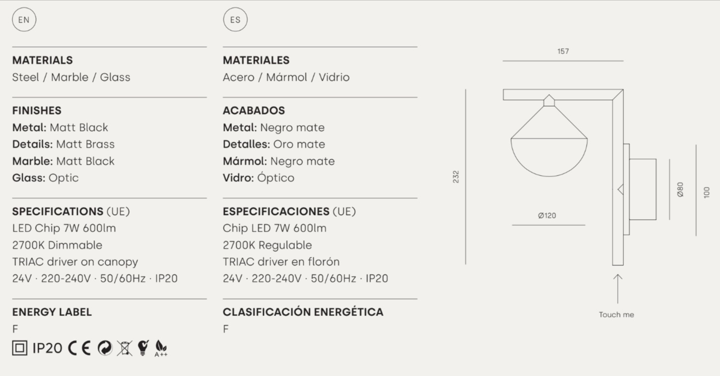 AROMAS KINKIET A1275 NINO LED Z&nbsp;WŁĄCZNIKIEM