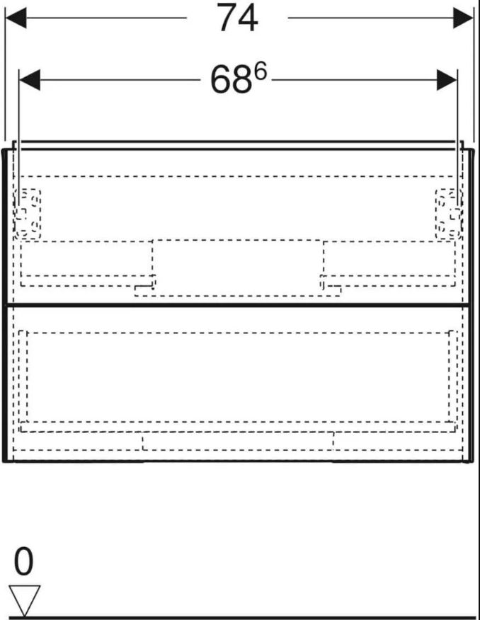 GEBERIT ONE SZAFKA WISZĄCA 505.262.00.5 Z DWIEMA SZUFLADAMI, 74x47x50,4 CM, DĄB/MELAMINA