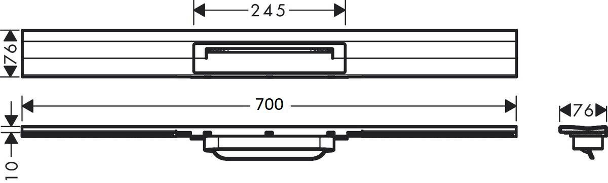HANSGROHE RAIN DRAIN FLEX 56050670 ODPŁYW LINIOWY PRZYŚCIENNY 70 CM, CZARNY MAT