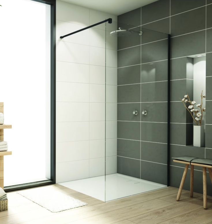 RONAL (SANSWISS) ŚCIANKA PRYSZNICOWA STR4P0900607 WALK IN&nbsp;EASY 90 CM&nbsp;CZARNY MAT