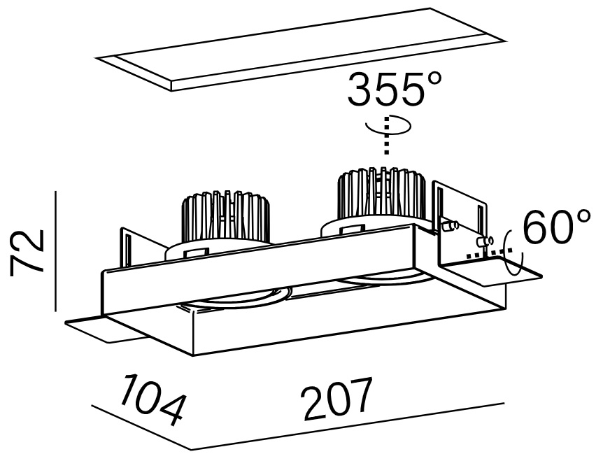 AQFORM LAMPA PODTYNKOWA 37991-M930-WB-00-12 SQUARES NEXT 50×2 TRIMLESS CZARNA