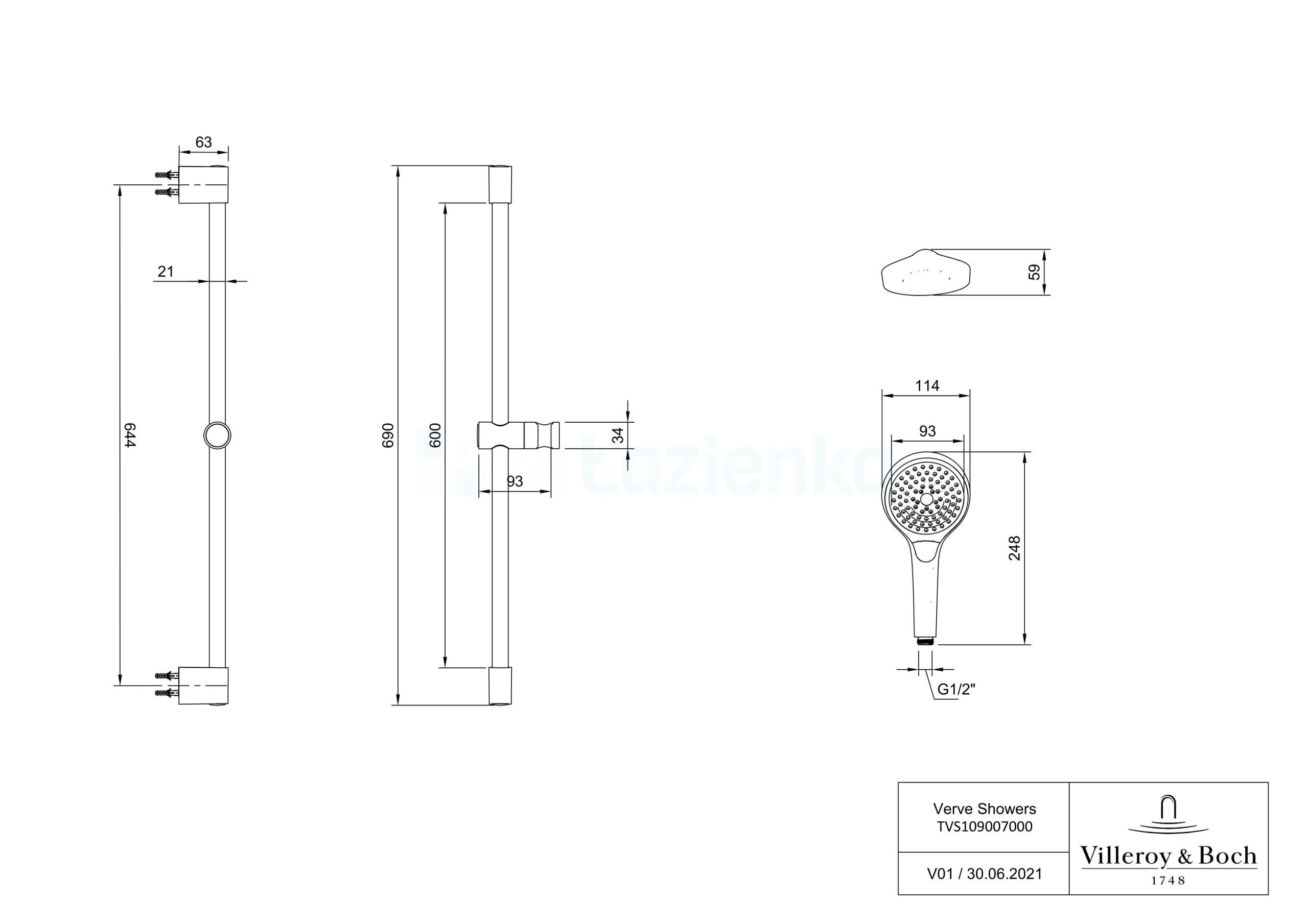 VILLEROY&BOCH VERVE ZESTAW PRYSZNICOWY TVS10900700061 CHROM
