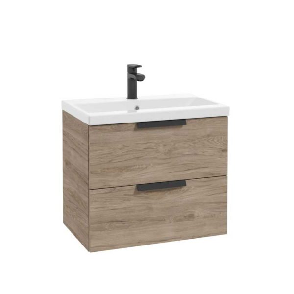 DEFRA FARO ZESTAW SZAFKA WISZĄCA 60X40 ORZECH ROCKFORD + UMYWALKA GO&nbsp;+ UCHWYTY JO