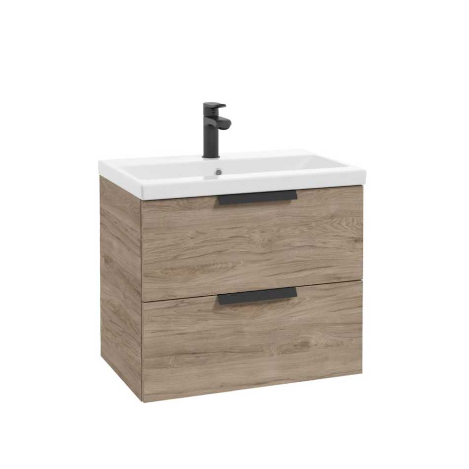 DEFRA FARO ZESTAW SZAFKA WISZĄCA 60X40 ORZECH ROCKFORD + UMYWALKA GO&nbsp;+ UCHWYTY JO