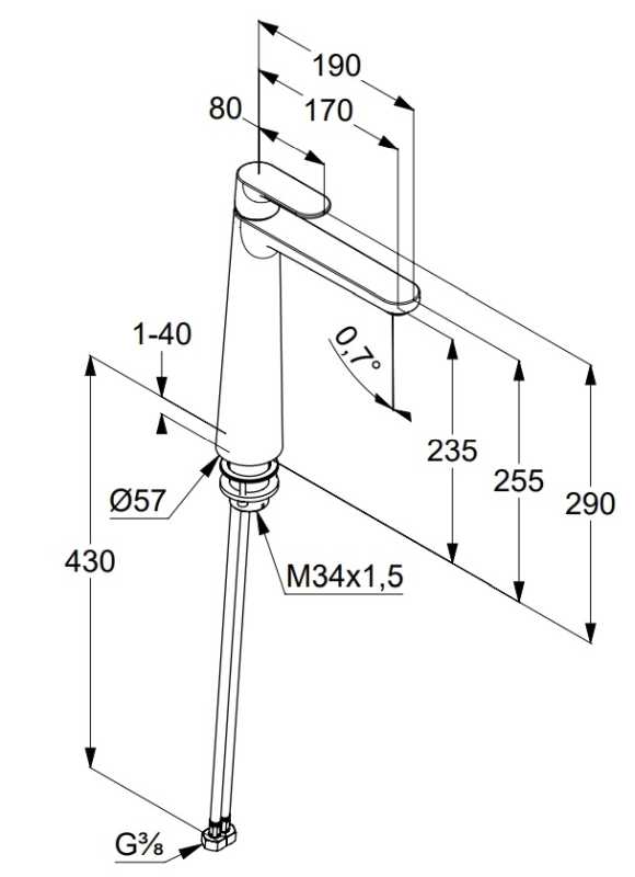 KLUDI LOUVA 242860575 BATERIA UMYWALKOWA WYSOKA , CHROM