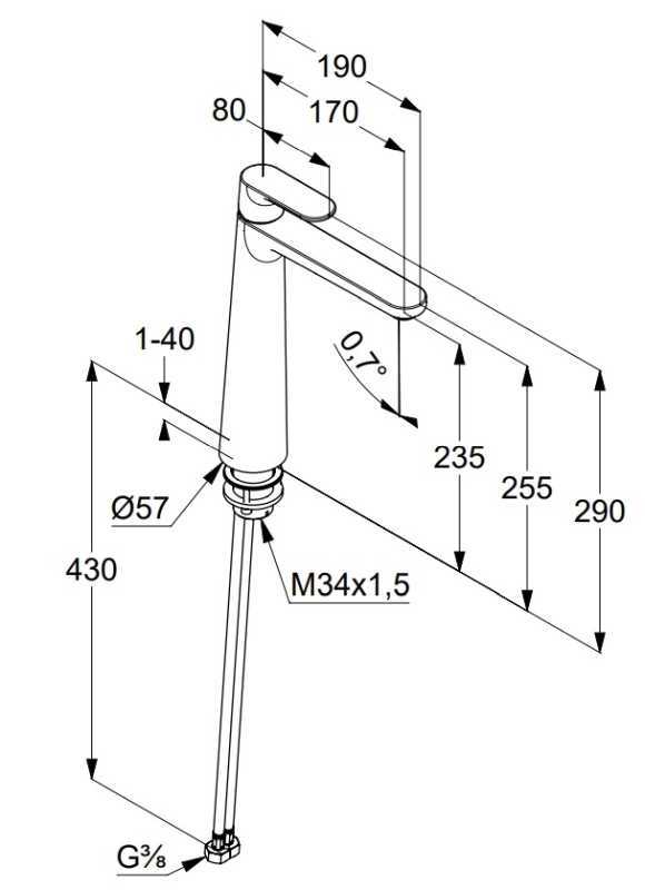 KLUDI LOUVA 242863975 BATERIA UMYWALKOWA WYSOKA , CZARNY MAT