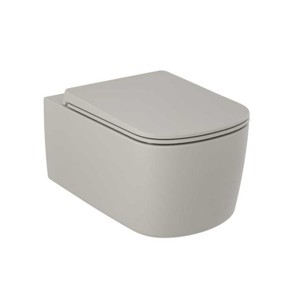 KLUDI RESA S&nbsp;27WCSETO2 MISKA WC BEZRANTOWA 55×36 , Z&nbsp;SYSTEMEM WIROWEGO SPŁUKIWANIA , Z&nbsp;DESKĄ SLIM , JASNY SZARY MAT