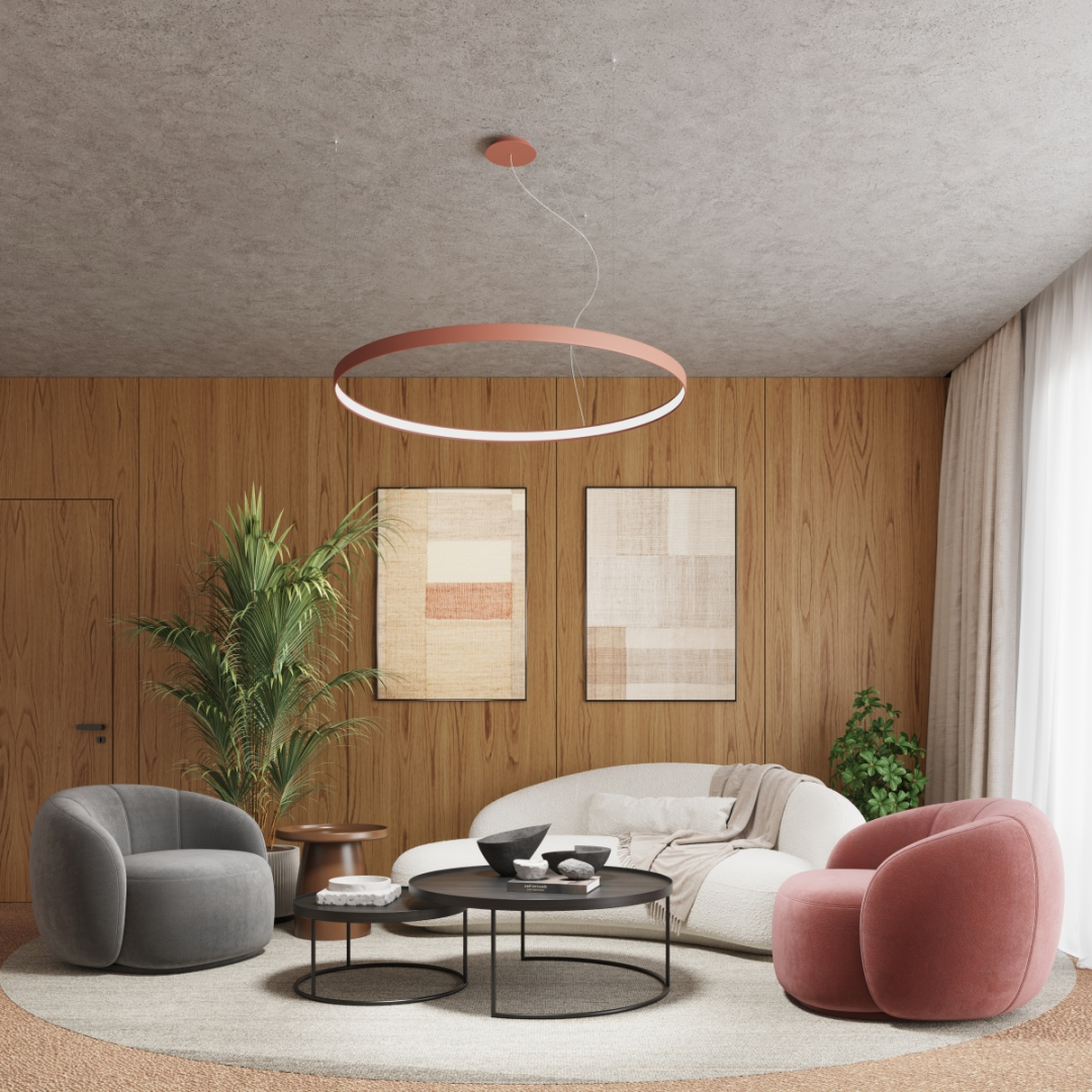 THORO LAMPA WISZĄCA TH.396 RIO 78cm 3000K KOLOR OCHRA CZERWONA