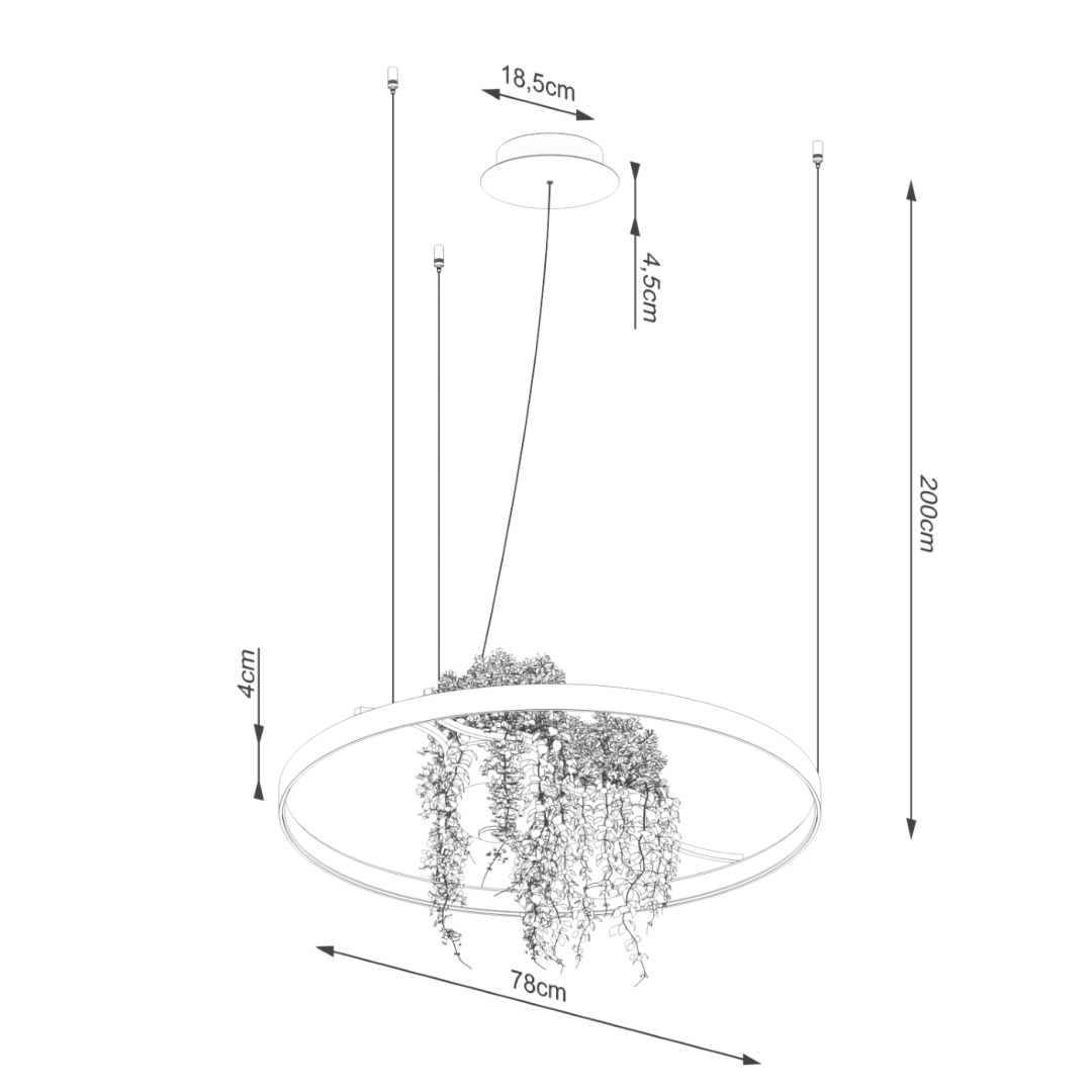 THORO LAMAP WISZĄCA TH.551 RIO BIO 78cm 3000K KOLOR CZARNY