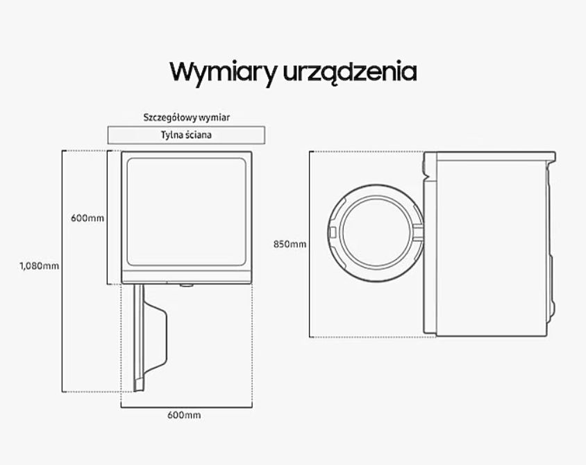 SAMSUNG BESPOKE AI™ SUSZARKA WOLNOSTOJĄCA DV90BB9445GBS6 Z&nbsp;TECHNOLOGIĄ OPTIMALDRY 9 KG CZARNA