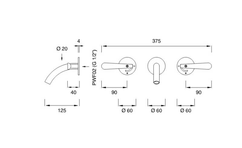 CEA DESIGN LUTEZIA LTZ01S BATERIA UMYWALKOWA PODTYNKOWA 3-OTWOROWA , WYLEWKA 125MM , STAL NIERDZEWNA SATYNA