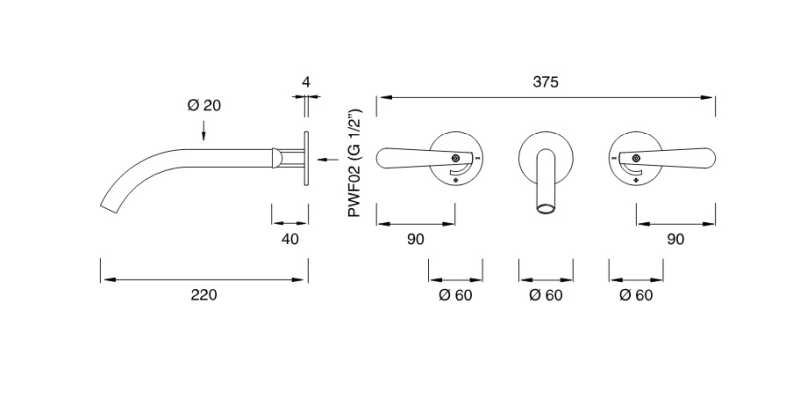 CEA DESIGN LUTEZIA LTZ03S BATERIA UMYWALKOWA PODTYNKOWA 3-OTWOROWA , WYLEWKA 220MM , STAL NIERDZEWNA SATYNA