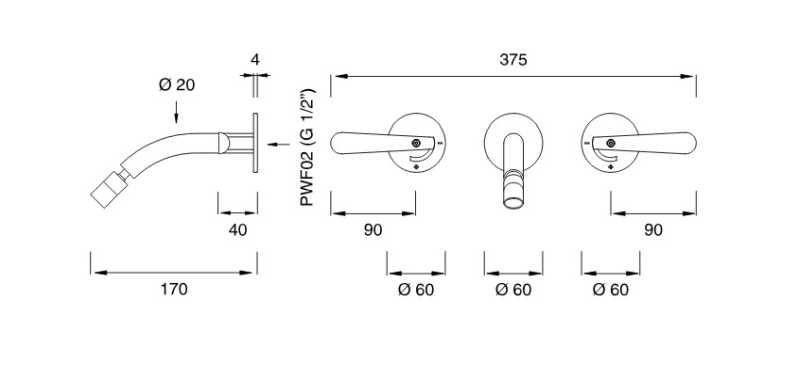 CEA DESIGN LUTEZIA LTZ04S BATERIA UMYWALKOWA PODTYNKOWA 3-OTWOROWA , Z&nbsp;REGULOWANĄ WYLEWKĄ 170MM , STAL NIERDZEWNA SATYNA