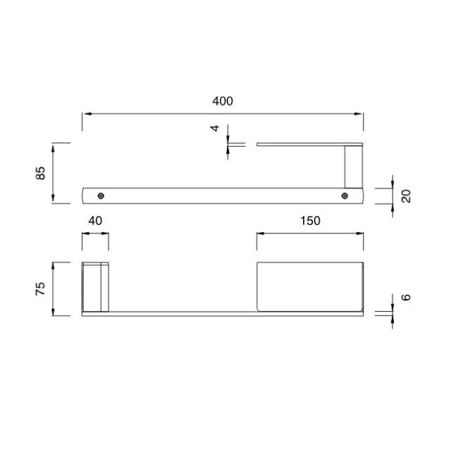 CEA DESIGN LUTEZIA LTZ120S WIESZAK NA&nbsp;RĘCZNIK 400MM Z&nbsp;PÓŁKĄ WIELOFUNKCYJNĄ PO&nbsp;PRAWEJ STRONIE , STAL NIERDZEWNA SATYNA