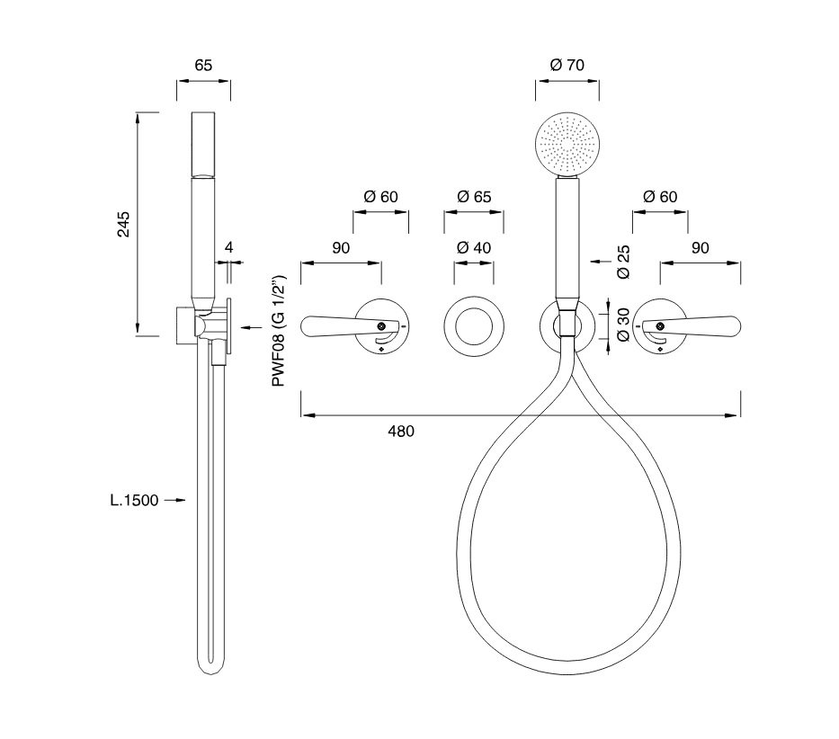 CEA DESIGN LUTEZIA LTZ31S BATERIA PRYSZNICOWA TERMOSTATYCZNA , PODTYNKOWA , STAL NIERDZEWNA SATYNA