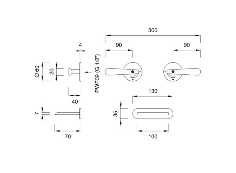 CEA DESIGN LUTEZIA LTZ33S BATERIA WANNOWA PODTYNKOWA Z&nbsp;WYLEWKĄ KASKADOWĄ 70MM , STAL NIERDZEWNA SATYNA