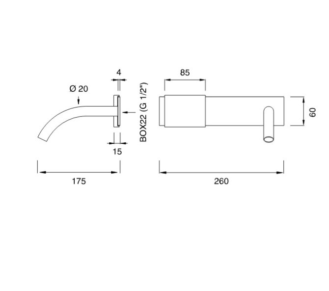 CEA DESIGN REGOLO REG02S BATERIA UMYWALKOWA PODTYNKOWA , PROGRESYWNA , WYLEWKA 175 MM , STAL NIERDZEWNA SATYNA