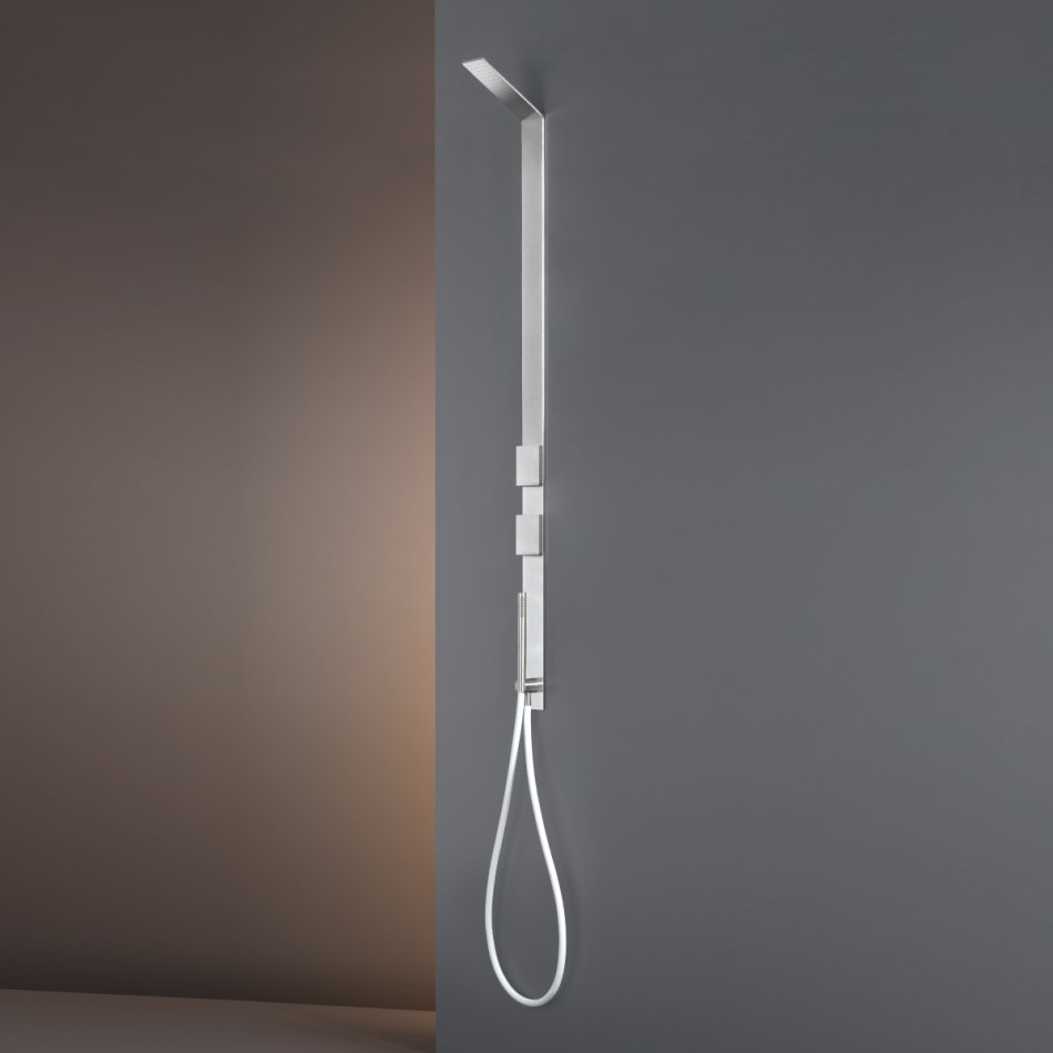 CEA DESIGN REGOLO REG20S ZESTAW NATRYSKOWY Z&nbsp;PRYSZNICEM RĘCZNYM I&nbsp;DESZCZOWNICĄ , STAL NIERDZEWNA SATYNA