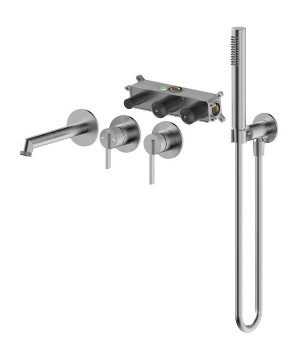 EMPORIA ORI 08032N BATERIA WANNOWA PODTYNKOWA , 4-OTWOROWA Z&nbsp;BOXEM I&nbsp;ZESTAWEM PRYSZNICOWYM , NIKIEL SZCZOTKOWANY