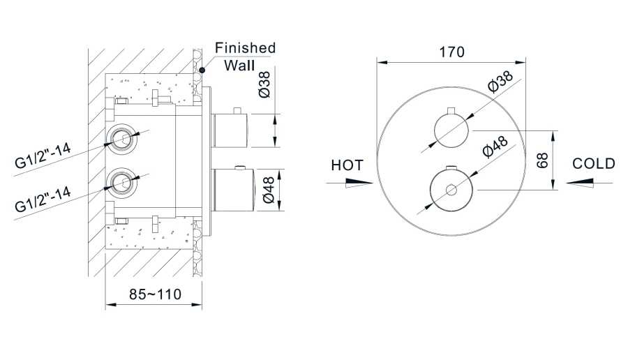 EMPORIA ORI 08043GN BATERIA WANNOWO-PRYSZNICOWA TERMOSTATYCZNA , PODTYNKOWA , Z&nbsp;BOXEM 3-WYJŚCIOWYM , ZŁOTY SZCZOTKOWANY
