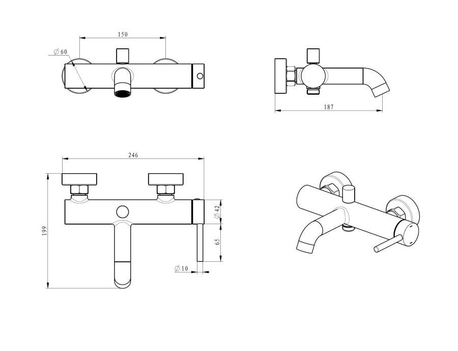 EMPORIA FLY 03030CHR BATERIA WANNOWA BEZ&nbsp;ZESTAWU PRYSZNICOWEGO , CHROM