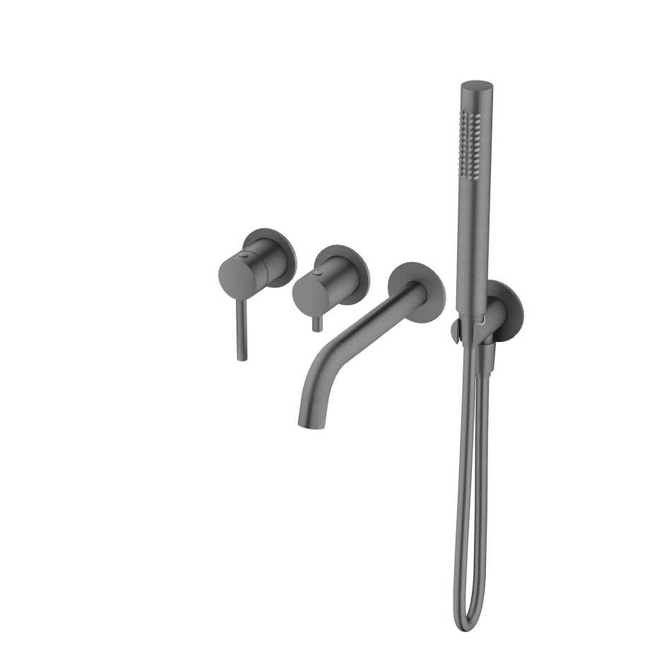 EMPORIA FLY 03032BN BATERIA WANNOWA PODTYNKOWA , 4-OTWOROWA Z&nbsp;BOXEM I&nbsp;ZESTAWEM PRYSZNICOWYM , GUN METAL