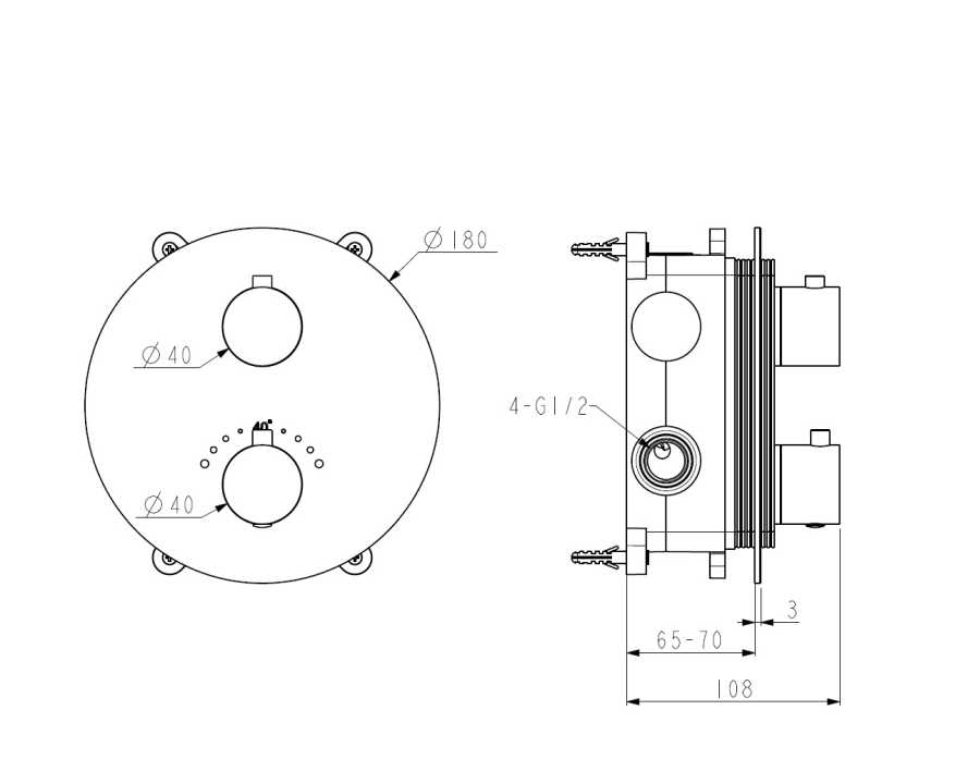 EMPORIA FLY 03043GD BATERIA WANNOWO-PRYSZNICOWA TERMOSTATYCZNA , PODTYNKOWA , Z&nbsp;BOXEM 2-WYJŚCIOWYM , ZŁOTY