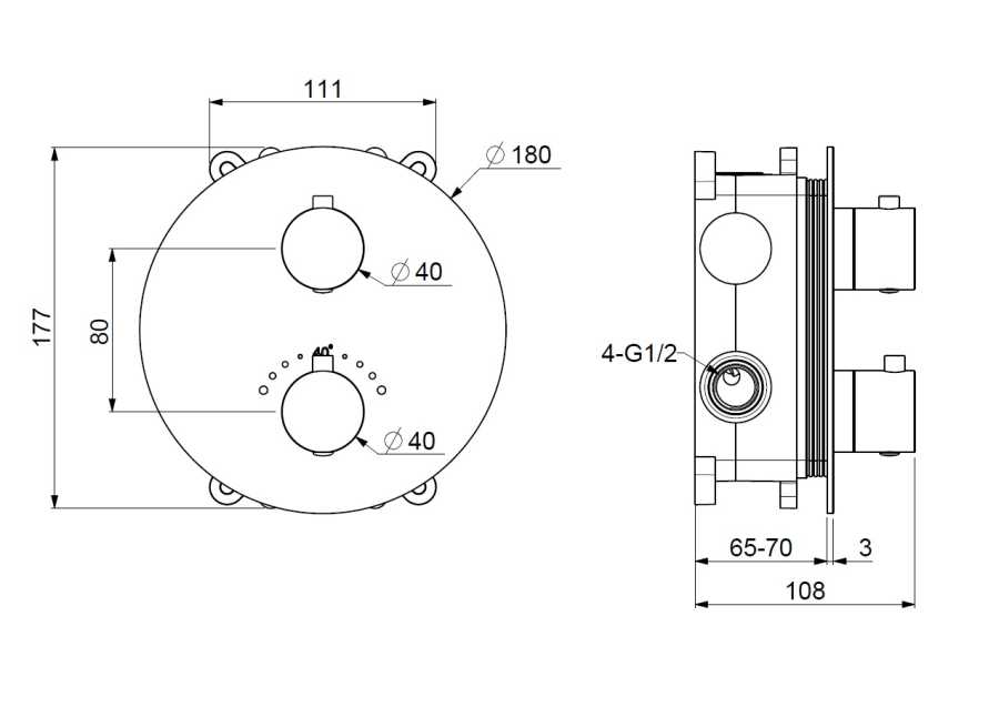 EMPORIA FLY 03043GD BATERIA WANNOWO-PRYSZNICOWA TERMOSTATYCZNA , PODTYNKOWA , Z&nbsp;BOXEM 2-WYJŚCIOWYM , ZŁOTY