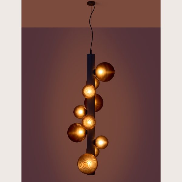 AROMAS LAMPA WISZĄCA C1323/BK LERA 10xG9 KLOSZE SMOKED AMBER