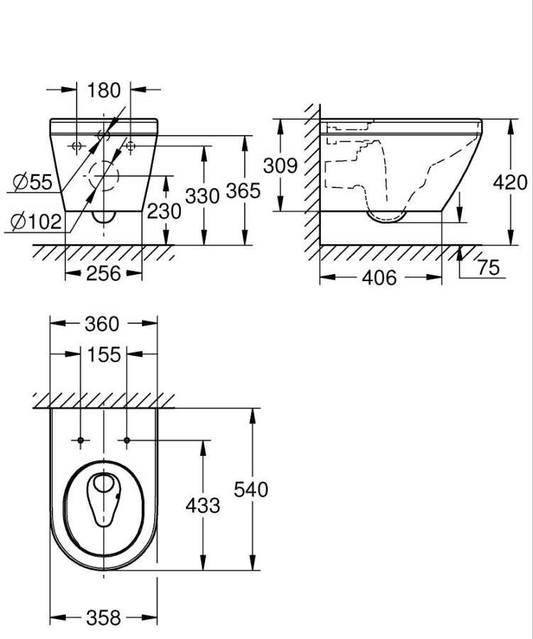GROHE EURO 2.0 102485SH00 MISKA WC WISZĄCA 54X38,5 TRIPLE VORTEX , BIEL ALPEJSKA