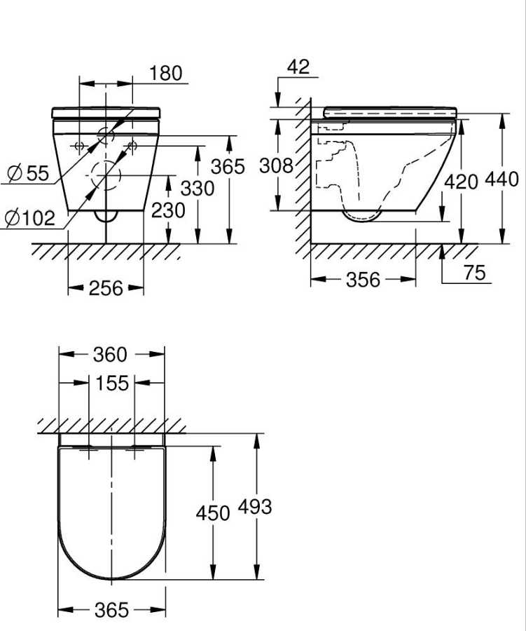 GROHE EURO 2.0 102509SH00 ZESTAW: MISKA WC 49X36,5 + DESKA WC WOLNOOPADAJĄCA , BIEL ALPEJSKA