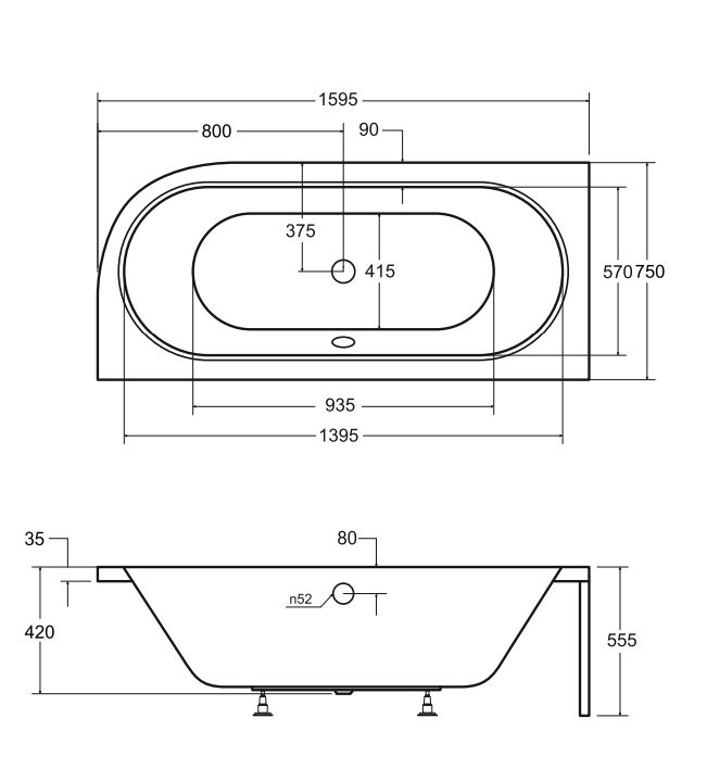 BESCO AVITA A-LINE GLAM #WAA-160ALSB SREBRNA 160 L + SYFON KLIK-KLAK BIAŁY Z&nbsp;PRZELEWEM SLIM