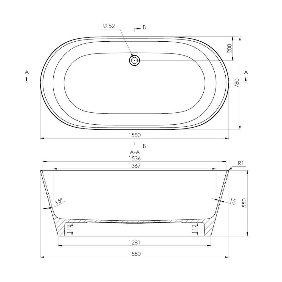 EMPORIA NUVIO-0001 WANNA WOLNOSTOJĄCA 158X78 , BEZ&nbsp;ZINTEGROWANEGO PRZELEWU , SNOW WHITE
