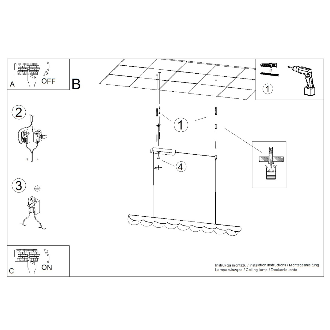 THORO LAMPA WISZĄCA TH.663 BISCUIT 100cm 3000K BIAŁA