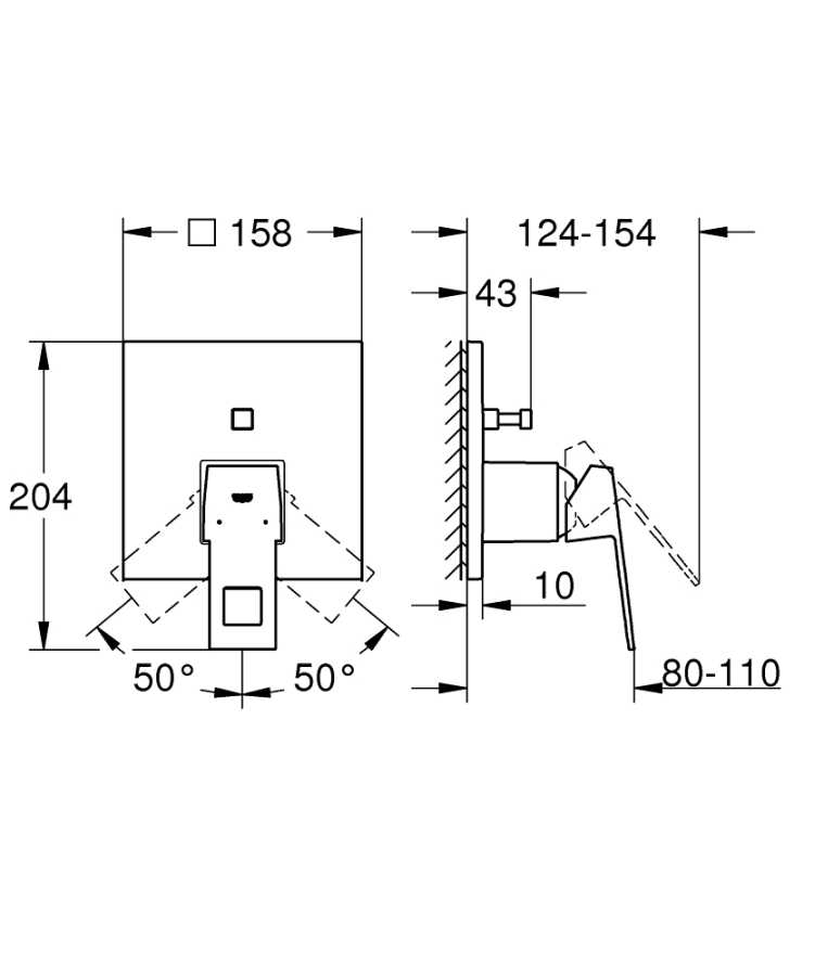 OUTLET: GROHE EUROCUBE 24062000 BATERIA WANNOWA PODTYNKOWA , CHROM