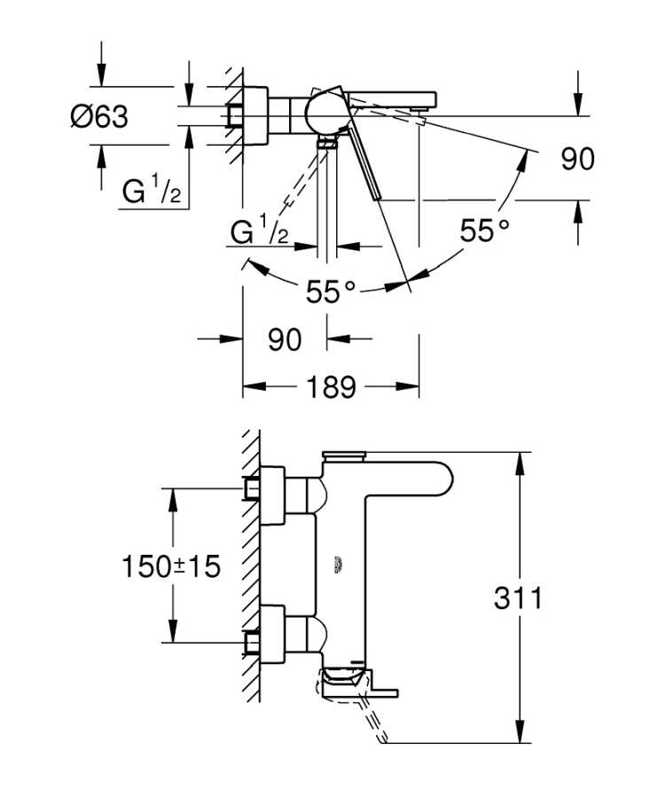 OUTLET: GROHE PLUS 33553003 BATERIA WANNOWO-PRYSZNICOWA , CHROM