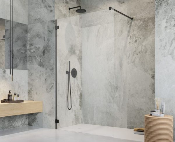 RADAWAY ESSENZA PRO 8 1012120-54-01 WALK-IN II&nbsp;ŚCIANKA 120 CM, OKUCIA CZARNE, SZKŁO PRZEJRZYSTE