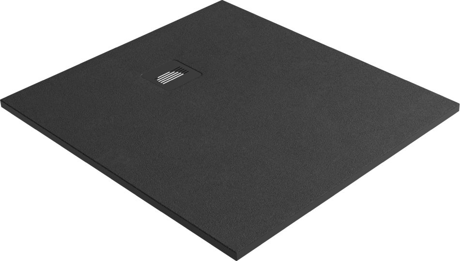 OUTLET: EMPORIA LAVIS 1000-900-BLACK BRODZIK KOMPOZYTOWY , DO&nbsp;PRZYCINANIA , Z&nbsp;MASKOWNICĄ ODPŁYWU , CZARNY MAT